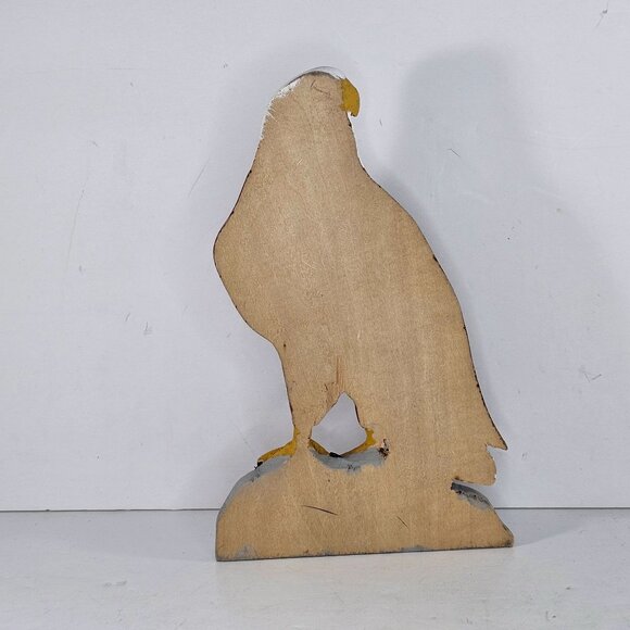 Handcrafted Wooden Bald Eagle Sculpture Figurine Flat Back Hand Painted Folk Art - Picture 4 of 8